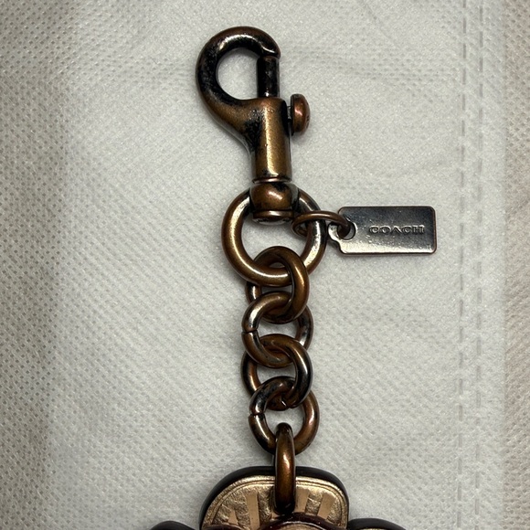 Coach “Tea Rose” Collection BagCharm Keychain Bronze Metal Hangtag and HDWRE - Picture 8 of 13